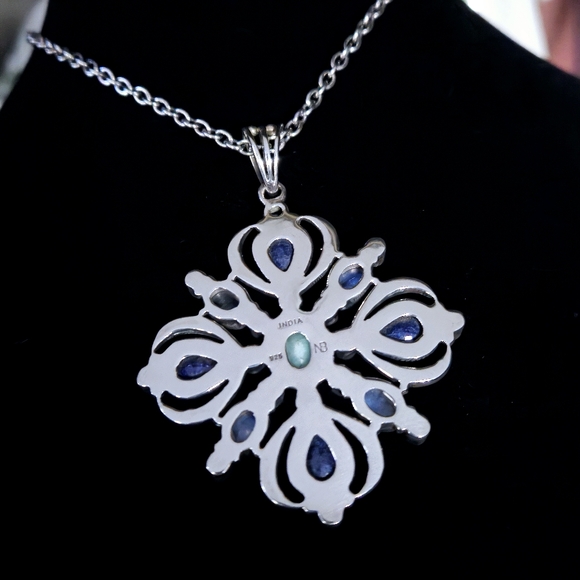 ***SOLD******NICKY BUTLER 925 Sterling Silver Lapis Moonstone Topaz Necklace - Picture 7 of 16